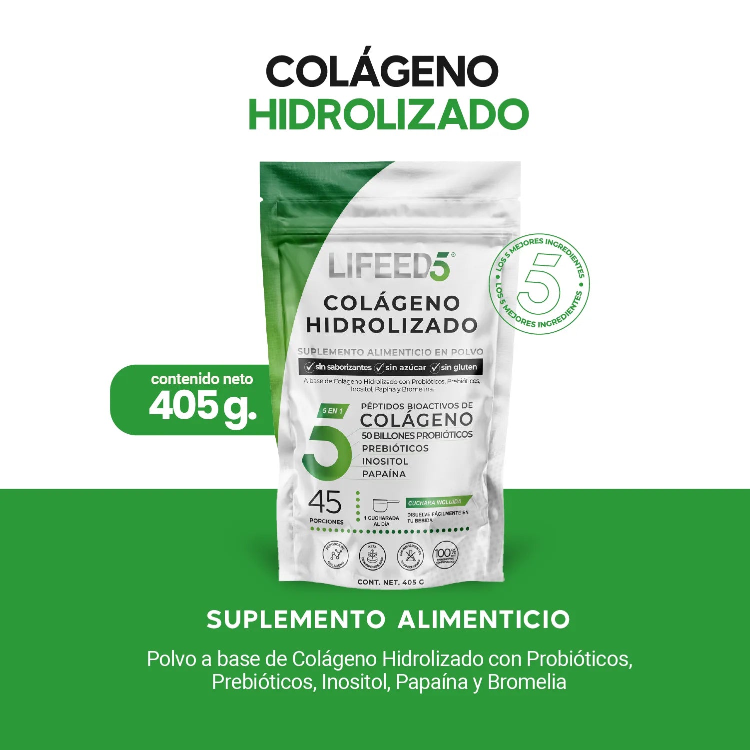 Colágeno Hidrolizado en Polvo con Probióticos 50 Billones
