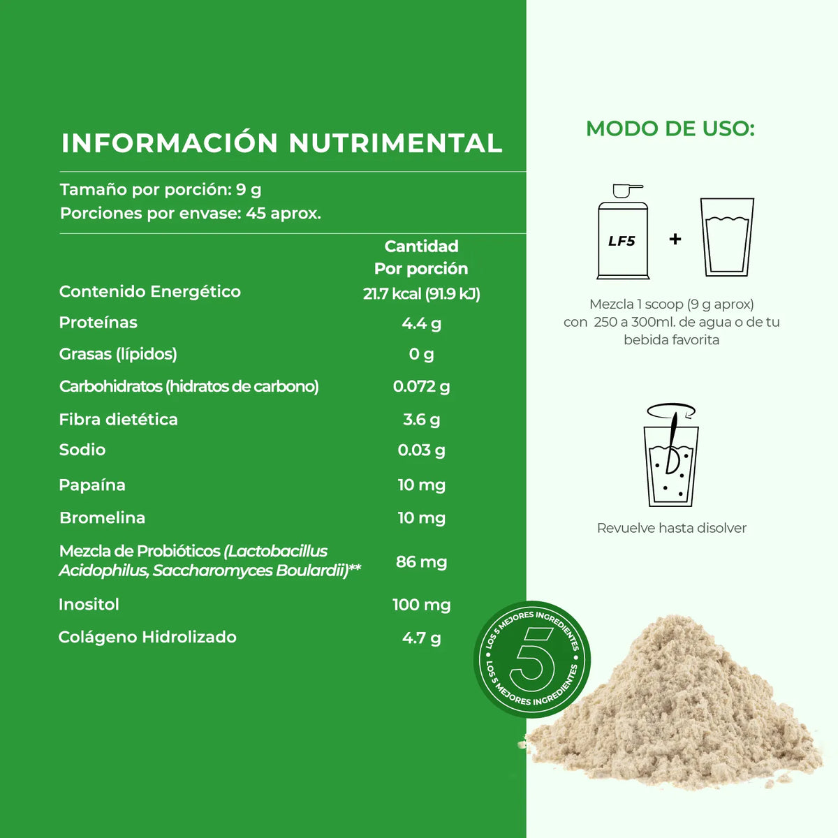Colágeno Hidrolizado en Polvo con Probióticos 50 Billones