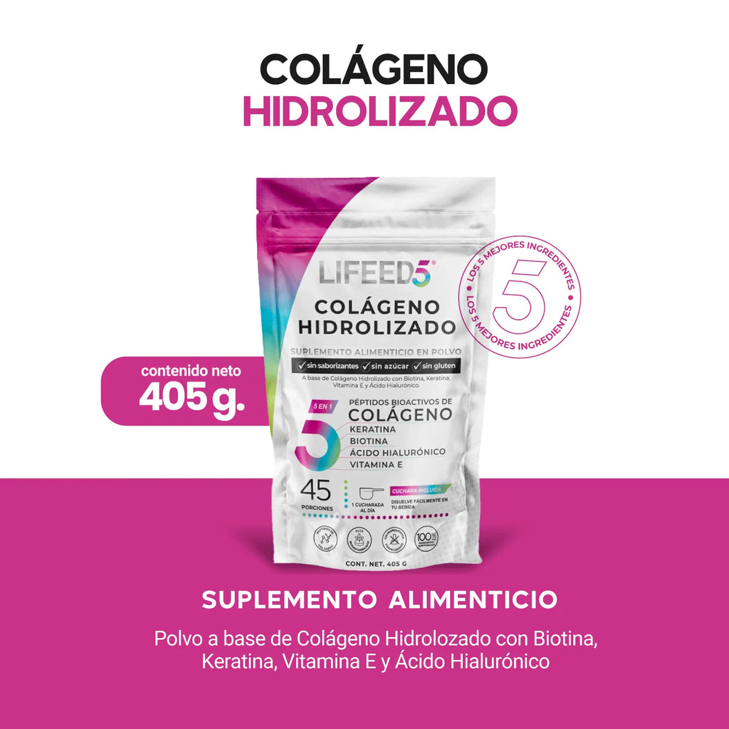 Colágeno Hidrolizado en Polvo con Ácido Hialurónico y Biotina